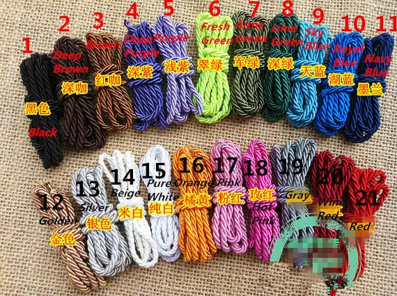 

10Yds 3mm Round Braided Smooth Faux Twist Silk Cords String Rope,Jewelry Beading String,For Bracelet & Necklace,DIY Jewellry