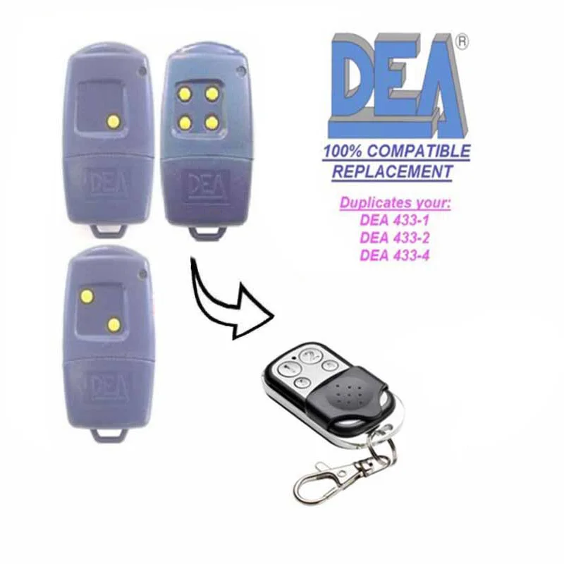 

2pcs FOR Duplicator DEA 433-1,433-2,433-4 garage door remote replacement fixed code free shipping