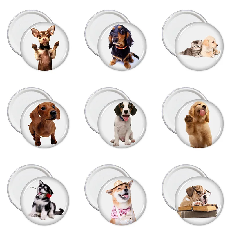9PCS 30MM Funny Dogs Fridge Cute Printed Photo Crystal Glass