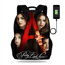 Pretty Little Liars USB Port school bags large backpack for teenagers bagpack high school backpack for Girls student travel bag diomo school bag stripes canvas backpack schoolbags stylish students school backpack for girls travel bags usb charging port