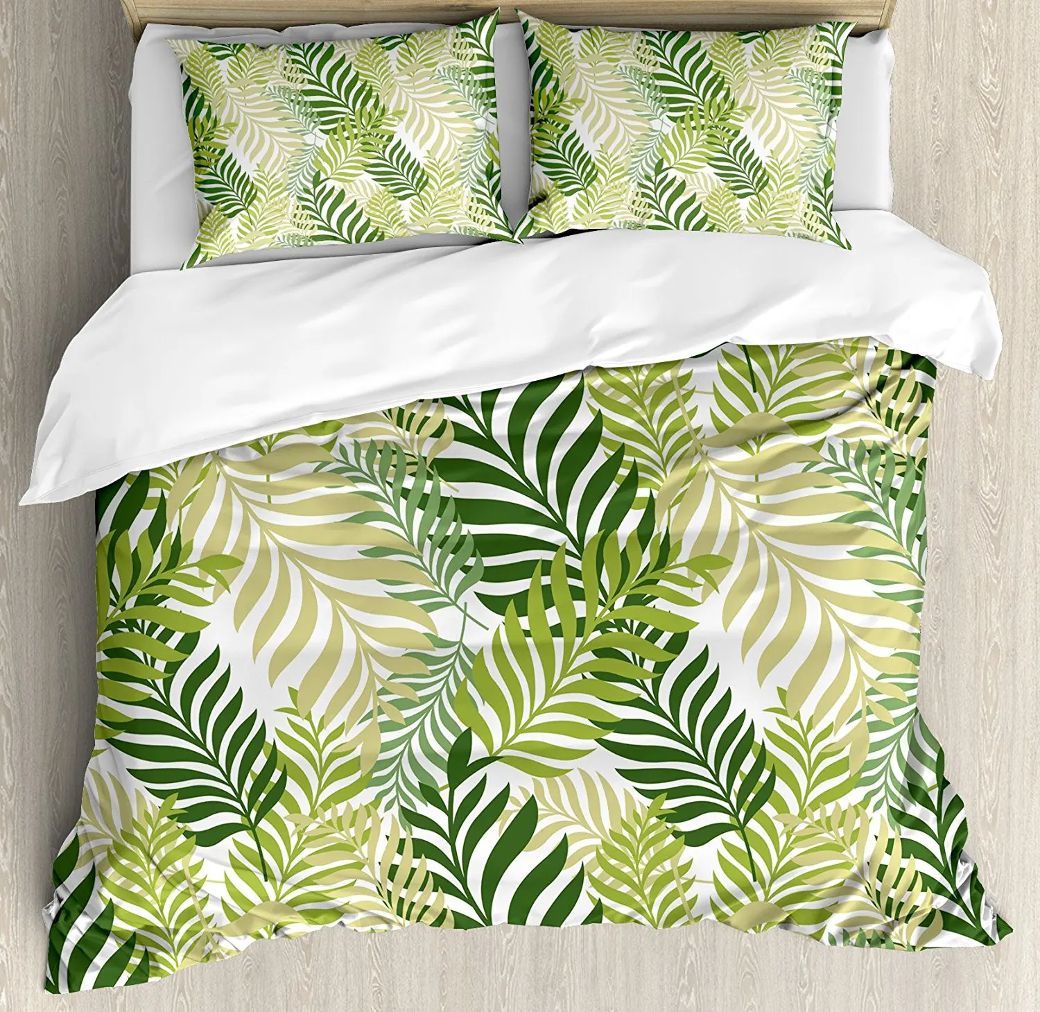 Leaves Duvet Cover Set Tropical Exotic Palm Tree Leaves Natural