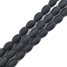Lii Ji натуральный камень черный агат матовый рис форма бусины приблизительно 10x14 мм свободные бусины для DIY Ювелирные изделия 38 см