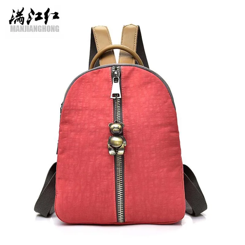 2017 New Fashion Backpack Women Backpack with Bear Pendant Nylon Back Pack Brand School Bags for