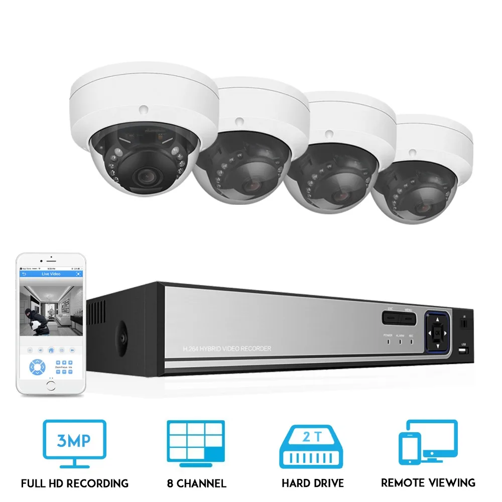 BESDER 8CH 1080p HDMI NVR CCTV система 4 шт 3MP камеры безопасности ИК Крытый водонепроницаемый