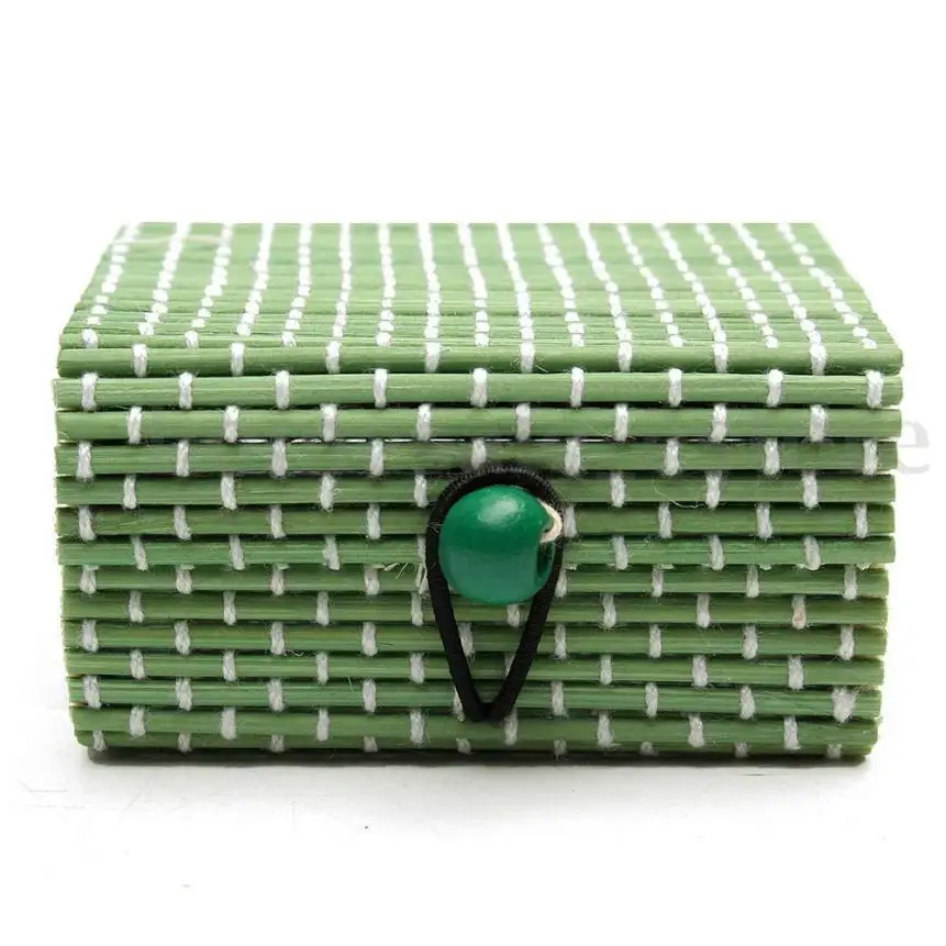 Винтажная бамбуковая ткацкая коробка для хранения ювелирных изделий ожерелье ретро разное Органайзер мыло держатель для косметики кнопка переключатель контейнер - Цвет: E