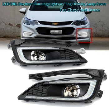 

2Pcs Car LED DRL Daytime Running Light Turn Signal Relay Light Fog Lamp ABS for Chevrolet for Cruze 2016-2017