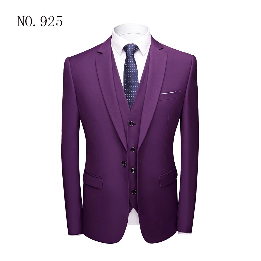 OSCN7 Solid Color 3PCS Suit Men Plus Size Casual Business Wedding Fashion Suits Terno Masculino 917 OSCN7 Solid Color 3PCS Suit Men Plus Size Casual Business Wedding Fashion Suits Terno Masculino 917