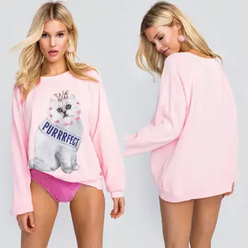 

Black Friday Deals Cute Cat Empress Long Sleeve O-neck Hoodie New 2018 Women Sweatshirt Jumper Pullover Pink Tops Coat