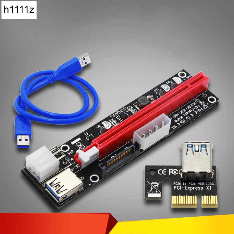 4pin 6pin SATA power PCI Express 16X Slot Riser Card USB 3,0 PCI-E pci-express 1x to 16x PCIE Riser для майнинга биткоина BTC