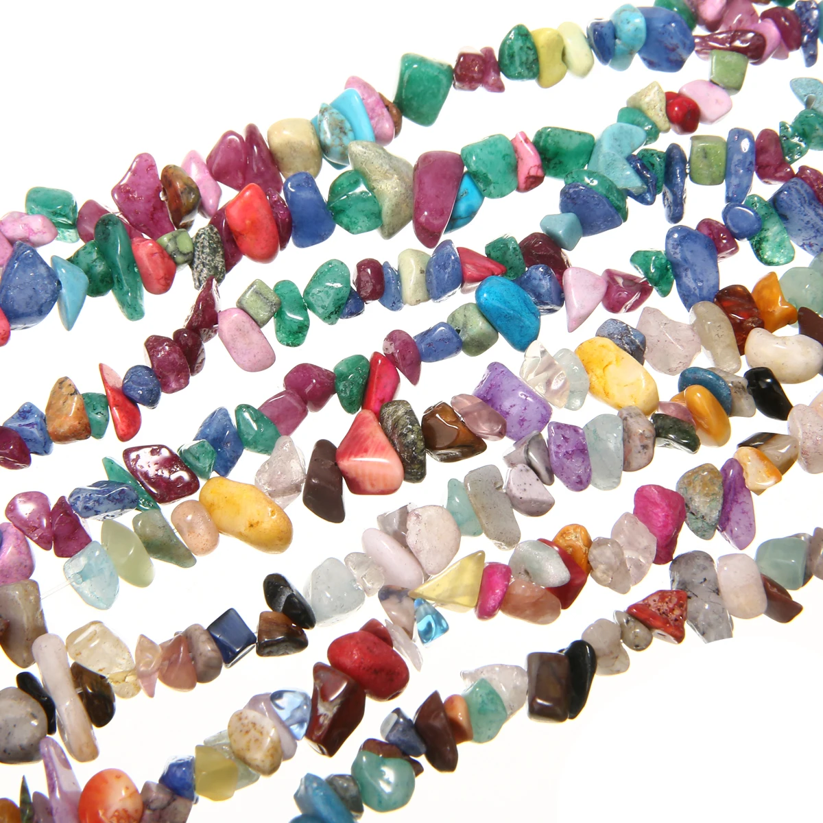 Mini Gemstone Gravel Bead Small Colorful Quartz Crystal Stones Handmade Craft DIY Jewelery Making Necklace Gift 84cm Long