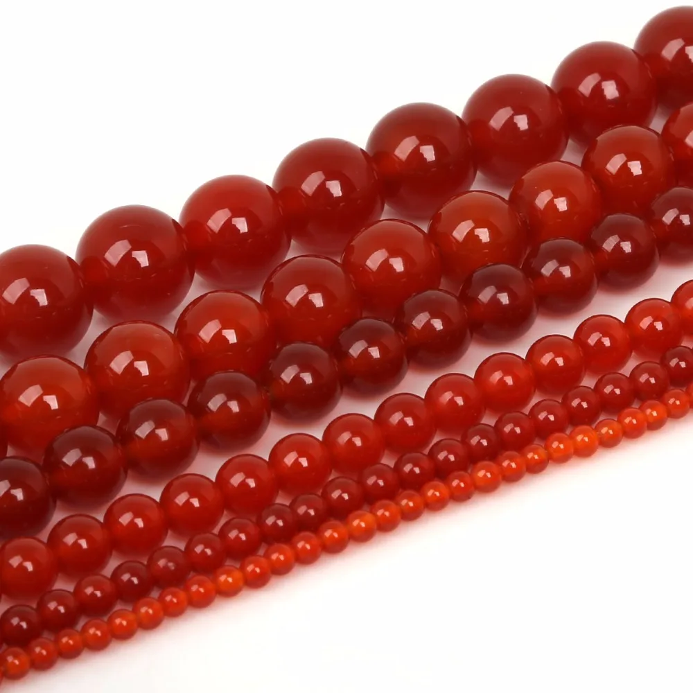 3/4/6/8/10/12mm Red Round Loose Beads Natural Stone Bead For Jewelry