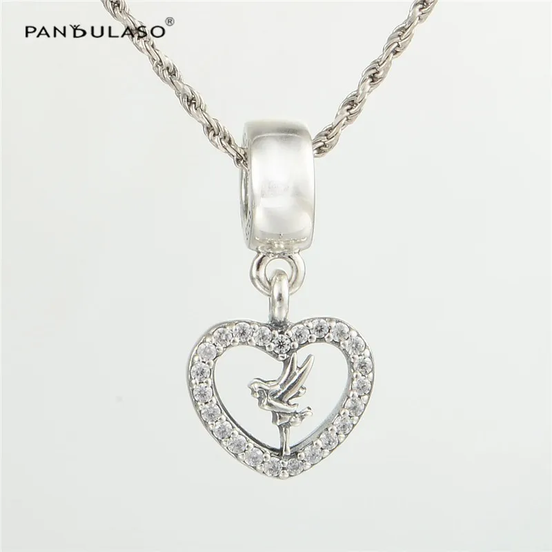 

Pandulaso Tinkerbell Fairy Heart Beads Fit Women Original Charms Bracelets Silver 925 DIY Heart Crystal Beads for Jewelry Making