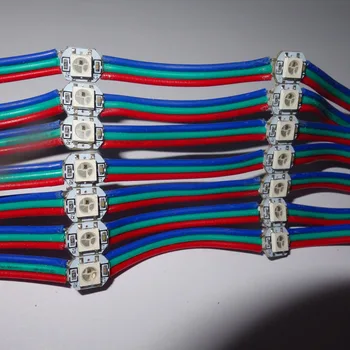 

100pcs/string addressable SK6812-RGB led with heatsink(10mm*3mm);DC5V input;5cm wire spacing;with all RGB wire