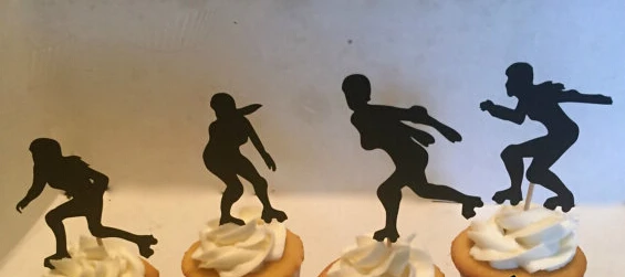 Roller Derby Silhouette Cupcake Toppers Bachelorette Hem Night Party Roller Derby Silhouette Cupcake Toppers Bachelorette Hem Night Party