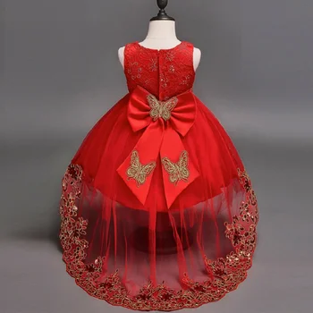 

Retail 3 color 2019 New Arrival Summer Baby Girls Dress Wedding Dress red After Short Before Long Lace Cute Dress