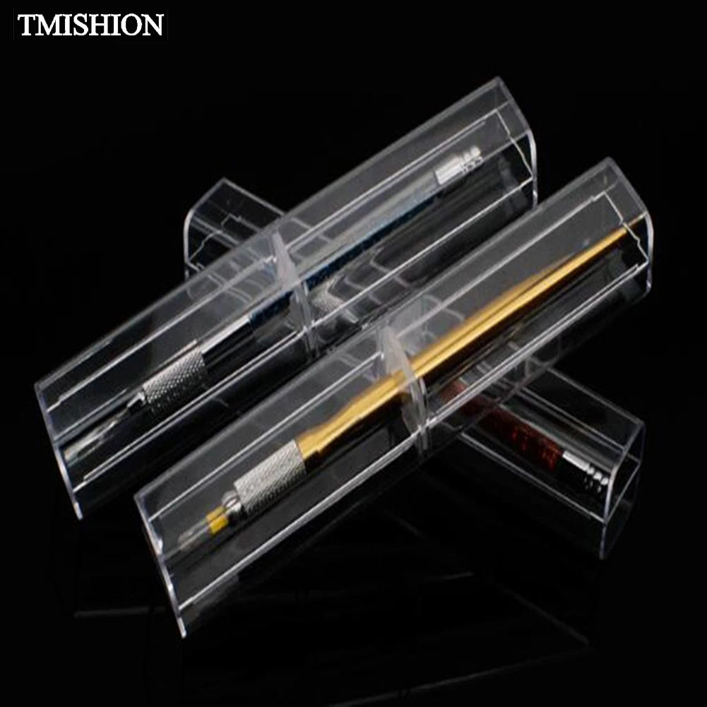 

1pc Acrylic Manual Eyebrow Tattoo Microblading Pen Storage Box Eyebrow Pencil Display Holder Transparent Makeup Tattoo Accessory