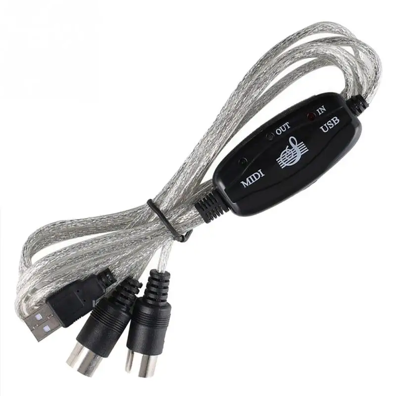 USB IN OUT MIDI Interface Cable Electronic Keyboard Converter to PC