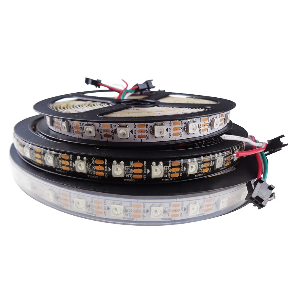 DC5V1m/4 м/5 м WS2812B 30/60/74/90/96/144 пикселей/светодиодов/m Smart led пикселей полосы, черный/белый печатных плат, WS2812 IC; WS2812B/M, IP30/IP65/IP67