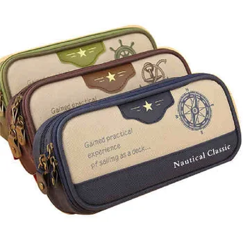 

Pencil Bag Large Capacity Oxford Fabric Pencil Case Stationery Holders Sketch Brush Box Coin Pocket Fashion Rudder Cartoon Bag