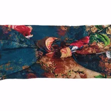 J183013 Эластичный Мода район с цветочным принтом узел шапочка повязка на голову, удобная мягкая повязка на голову