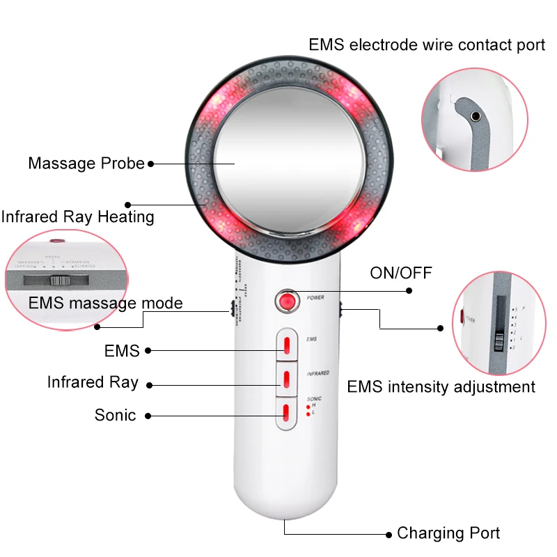 

Galvanic Skin Infrared Therapy EMS Body Slimming Fat Burner Weight Loss Anti-wrinkle Anti Cellulite Facial Ultrasonic Massager