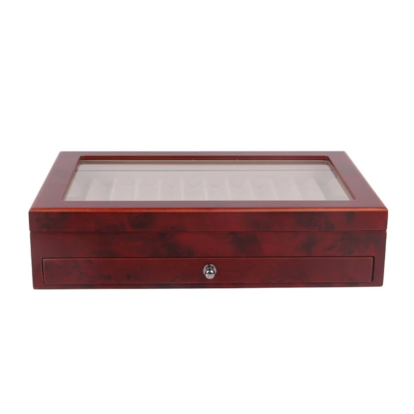 

Black/ Burgundy Wooden Pen Display Storage Case, 23 Pens Capacity, Fountain Pen Collector Organizer Box with Transparent Window
