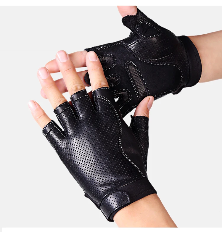 max grip gloves Spring Men Leather Driving Gloves Black Antiskid Fingerless Mittens Sheepskin Tactical Gloves Outdoor Fitness Dance Glove AGC005 best mens mittens