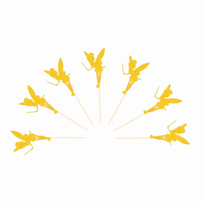 6 шт очаровательный крыльями эльф фея Динь-Динь украшение для кекса принцесса Тинкербелл мероприятие, товары для вечеринки, дня рожденья украшения - Цвет: 10pcs topper