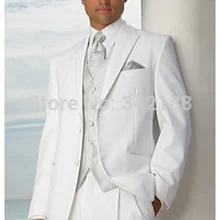 Высокая-вторая степень кнопки белый смокинг жениха/заостренный лацкан Свадебный Жених/Жених Лучший мужской костюм/костюм для жениха