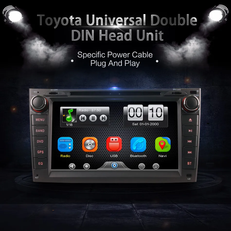 

2Din Car In Dash DVD Player GPS Navigator Radio Bluetooth Head Unit Stereos with Reverse Camera for Toyota COROLLA 07-11