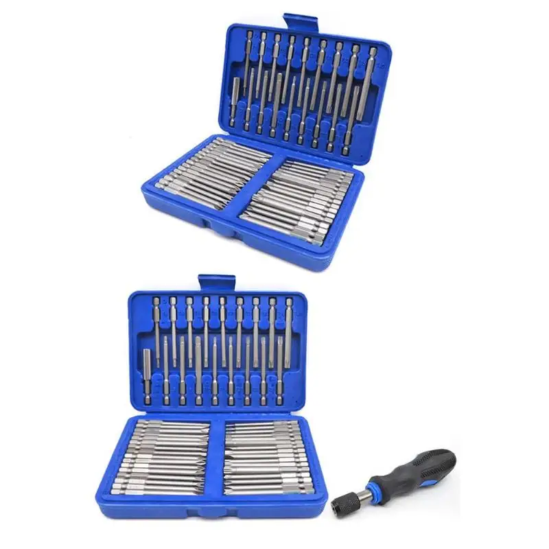  50pcs 75mm Security Screwdriver Bits Extra Long Reach Bit Set Torx Star Hex Spline Slotted Phillips