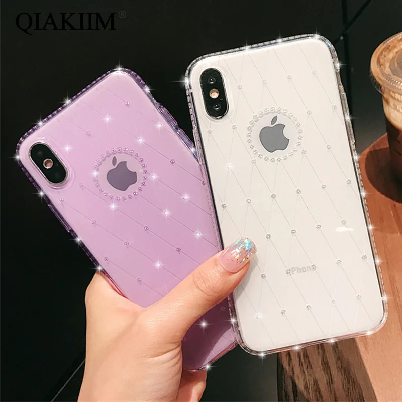 

Shining Diamond Rhinestone Bling Glitter Phone Case for iphone X XS XR XS Max 6 6S 7 8 Plus with window Soft TPU Back Cover Capa