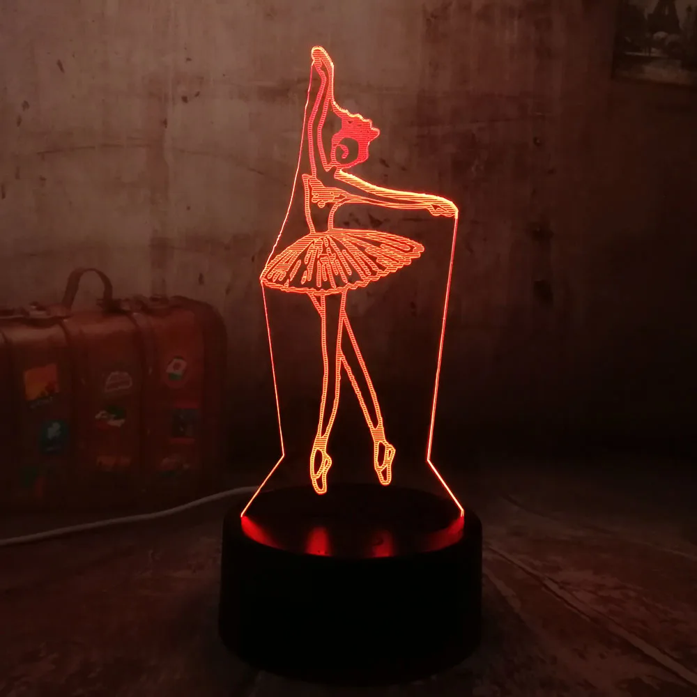 2018 красивый подарок светодиодный освещения Танцы девушка романтический акриловые 3D RGB Новинка ночные огни USB настольная лампа Room Decor