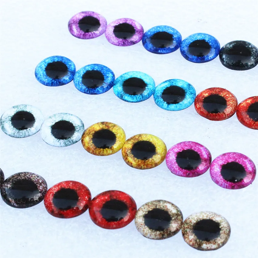 6 Eye Cabochons Dragon Eye Cabochons 12mm Round Glass Flat Backs Domed Blue