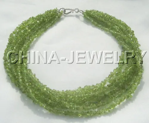 

Beautiful 18" 8row Genuine Natural peridot necklace