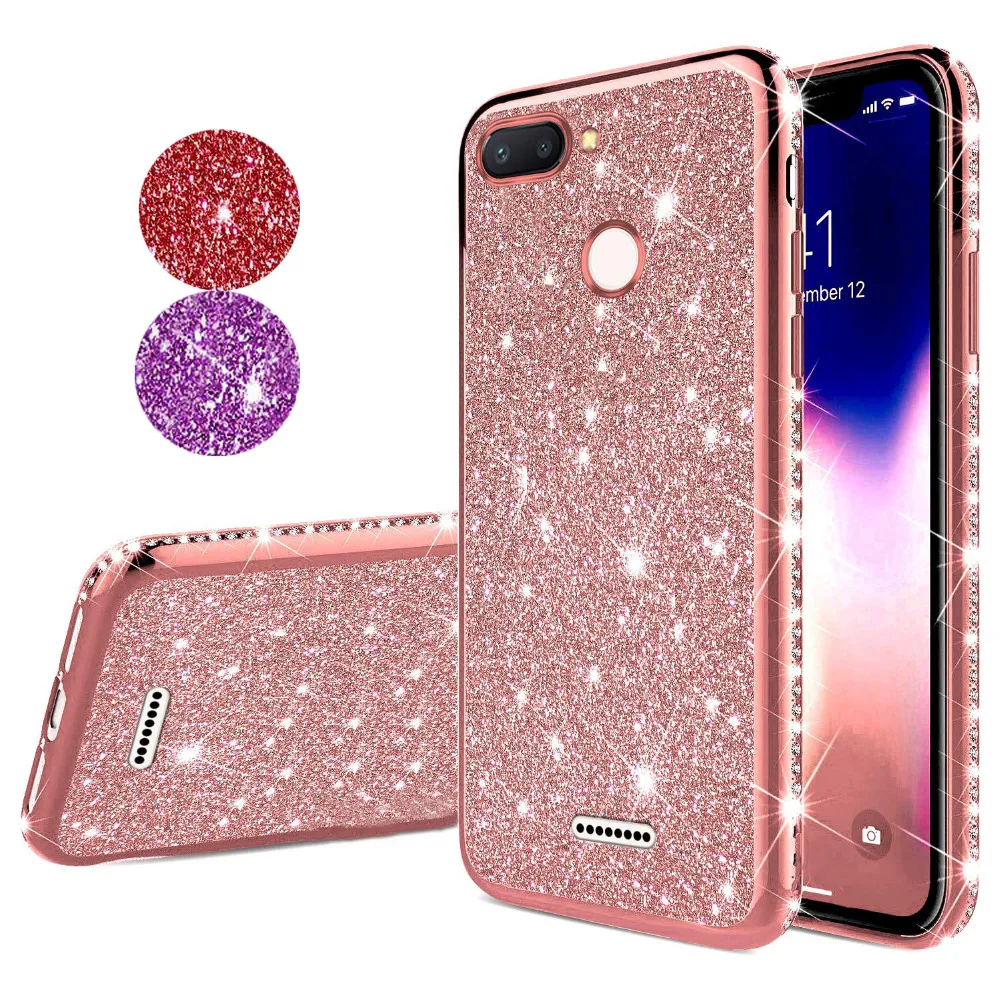 Блестящий бриллиантовый мягкий чехол из ТПУ для Xiaomi Mi 8 Lite A1 A2 se Redmi Note 5 6 6A