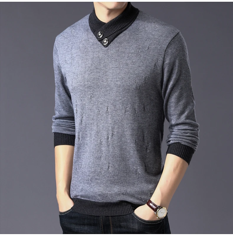 Брендовый Повседневный осенне-зимний теплый пуловер, вязаный мужской свитер на пуговицах, мужские толстые мужские свитера, трикотажная одежда 41265