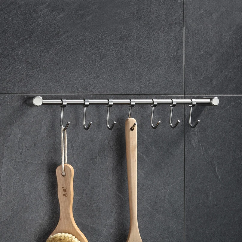 Solid Stainless Steel Pot Pan Rack with Flexible 7 Hooks Cookware Utensil Hanger Bathroom Hook