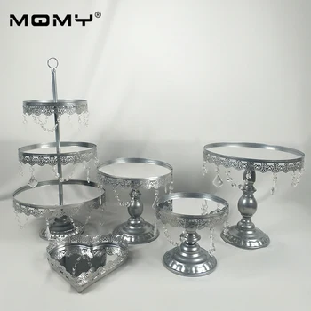 

Heat Shape crystal sliver cupcake stand mirror set for wedding party dessert cake table decoration cake tools