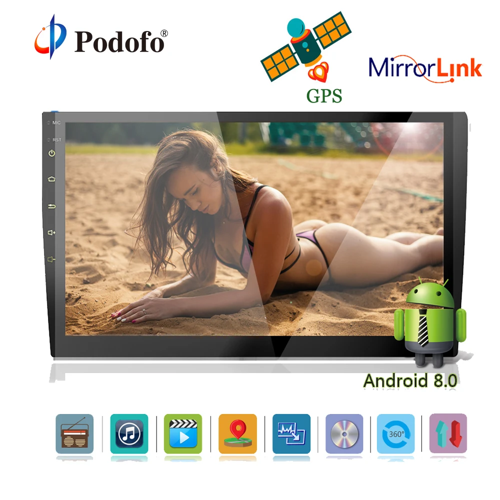 

Podofo Android 8.0 Autoradio 10" Touch Screen Mirror Link 2 Din Universal Car Radio DVD GPS Navigation PC Stereo Video 3G Wifi