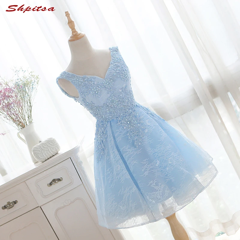 Modest Short Lace Dresses Crystal 8th Grade Prom Dresses