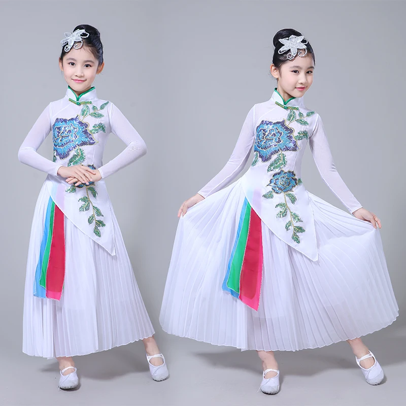 Hanfu Детские Классические танцевальные костюмы для девочек элегантный китайский