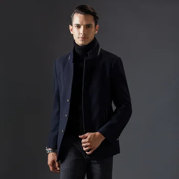 

2020 Thick Short Stand Collar Woolen Coat Winter Mens Classical Elegant Coat Winter Jacket Men