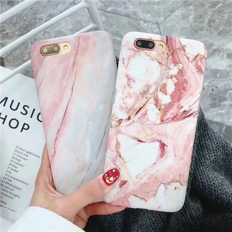

Classical Black White Marble Phone Case For iPhone 6 6S 7 8 Plus X Fashion Coral Red Marble Texture Soft IMD Phone Cases Cover