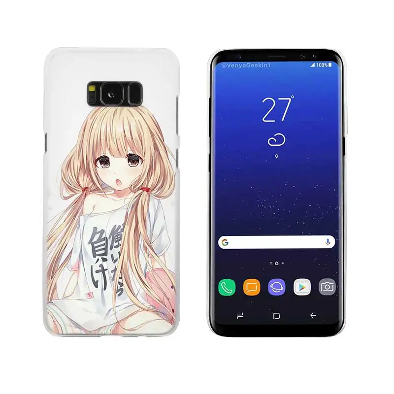 Сексуальный аниме kawaii Girl Прозрачный Note 10 9 pro Жесткий чехол для samsung Galaxy S4 S5 S6 S7 S8 S9 Plus Edge Mini s10 lite - Цвет: 02