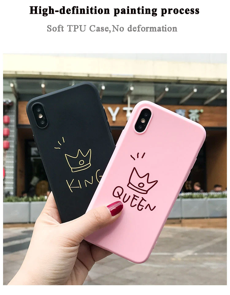 Solid Silicone Case For iPhone X8765 5S TPU Cover Crown Phone Case For iPhone X 7Plus 8Plus 6Plus Pink Fundas Cute Capas  (5)