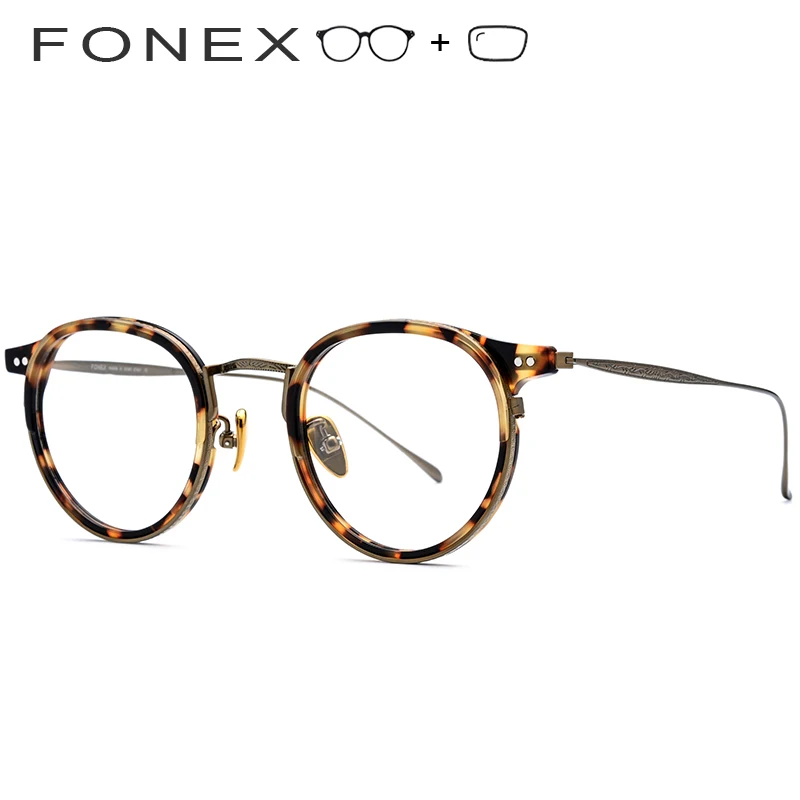 Männer Frauen Optische Myopie Acetat Rahmen Vintage Titan Runde Retro Brillen B 06qwfIc