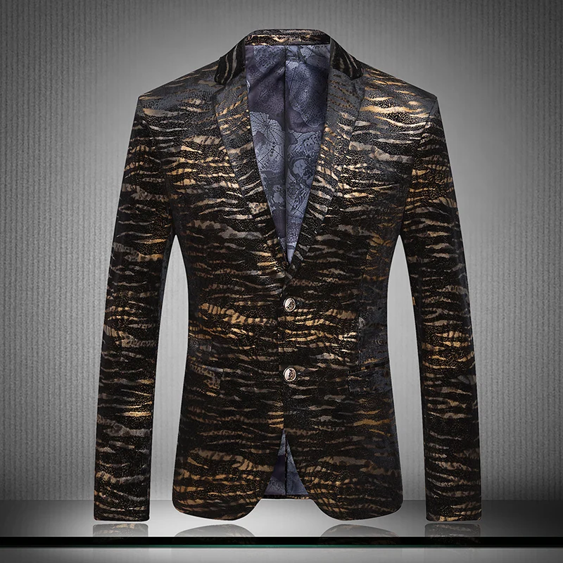 Gold Sequin Slim Fit Blazer Men Notch Lapel Blazer Designs Stage Wear ...