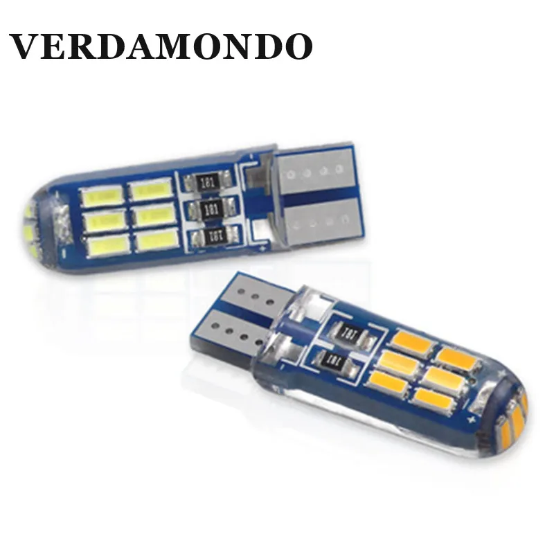 

1 Pcs High quality silicone Car LED Light T10 15SMD 4014 LED W5W 168 Auto License Plate Wedge Light Bulb Lamp DC 12V