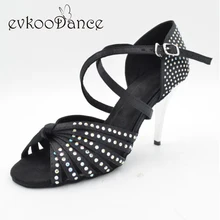 Diamond Сальса Обувь Костюмы для латиноамериканских танцев Salsa Обувь для танцев тонкий металл 8.5 см высокий каблук Стразы Костюмы для латиноамериканских танцев Обувь для танцев для Для женщин nl026